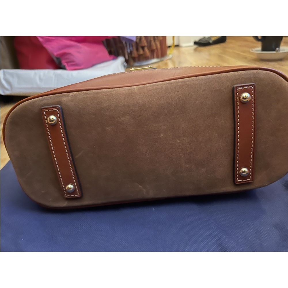Dooney & Bourke Tan and Brown Suede Satchel - Picture 6 of 7
